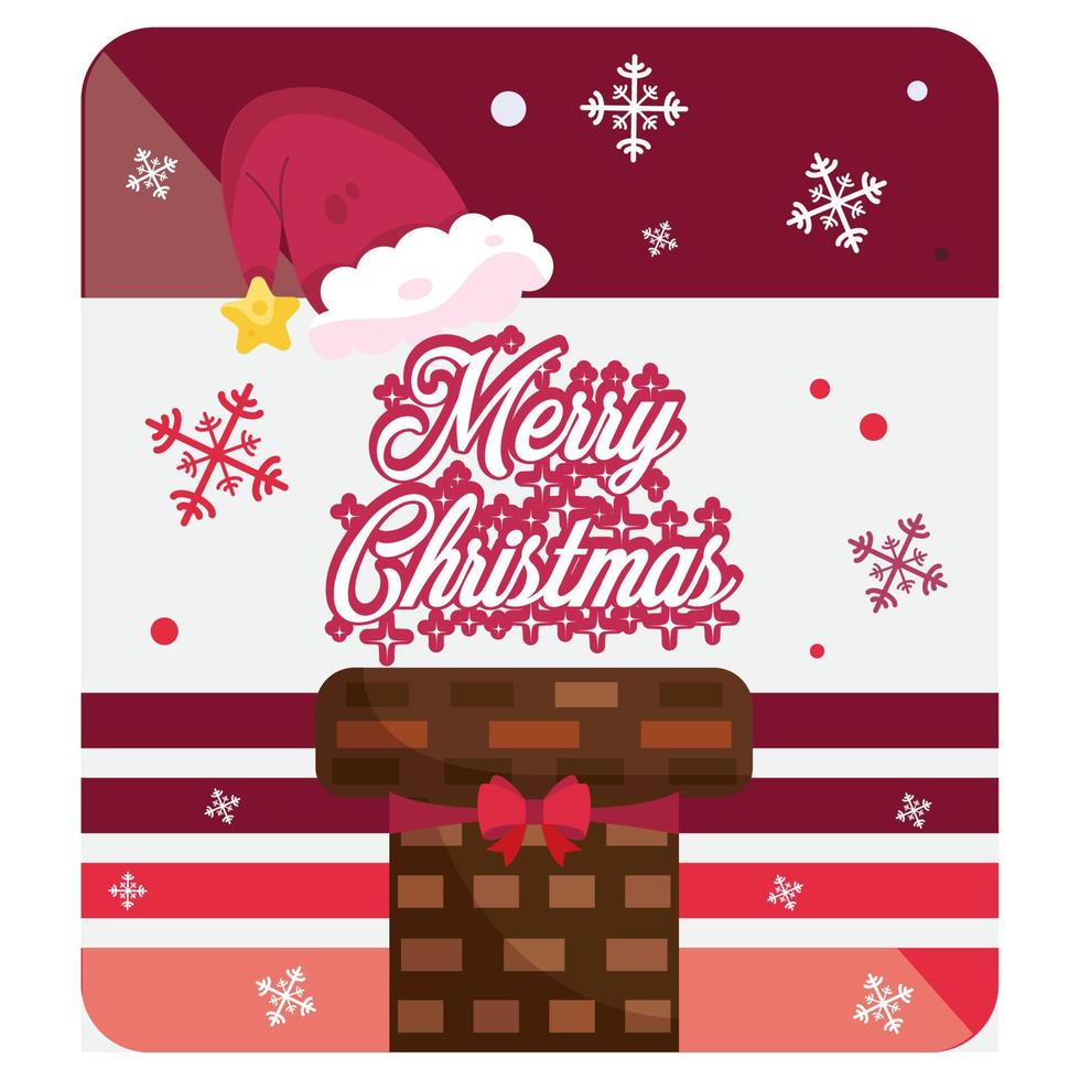färgad jul kort snöflingor och text på en tak vektor illustration