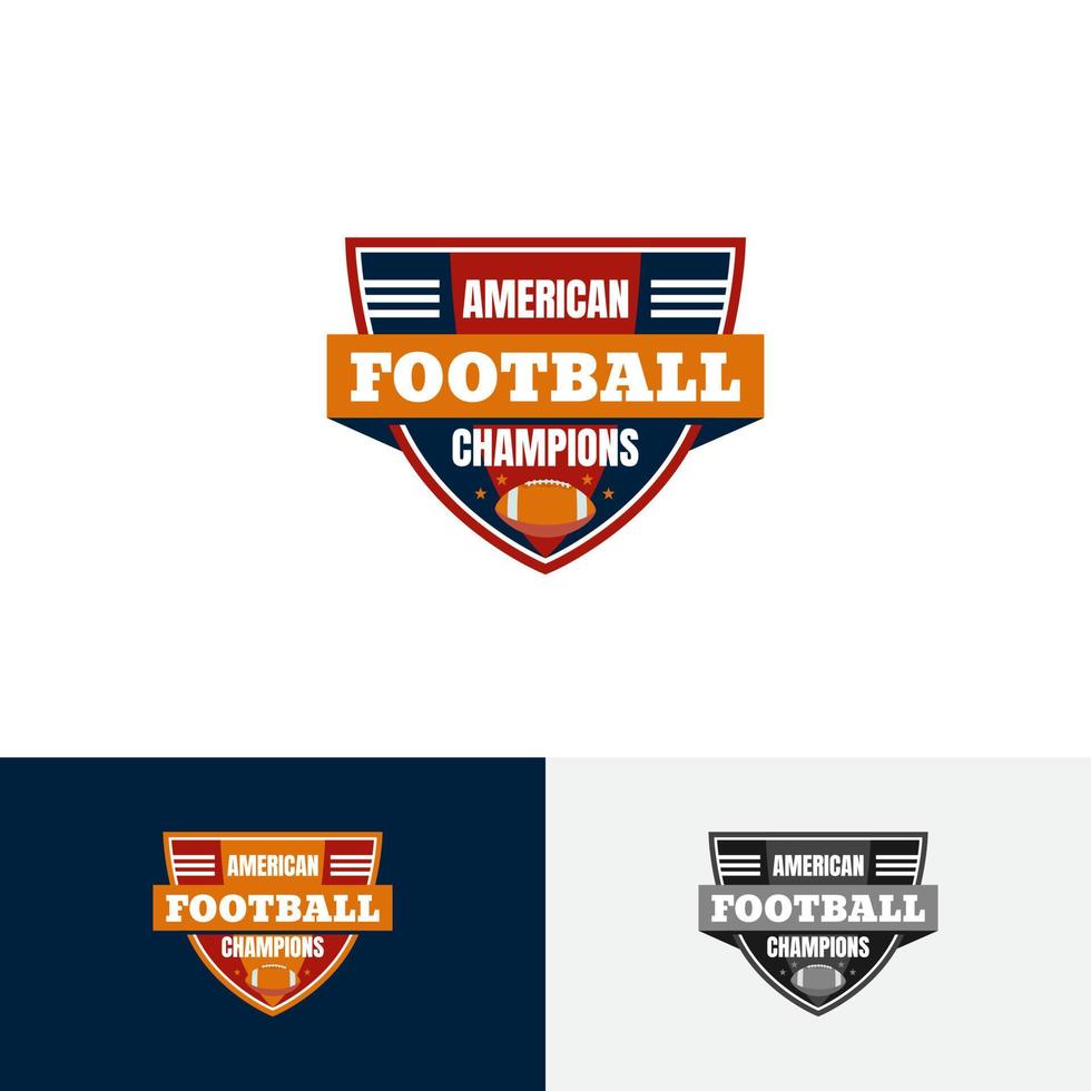Logo-Emblem American-Football-Meister rotes Schild mit Ball vektor