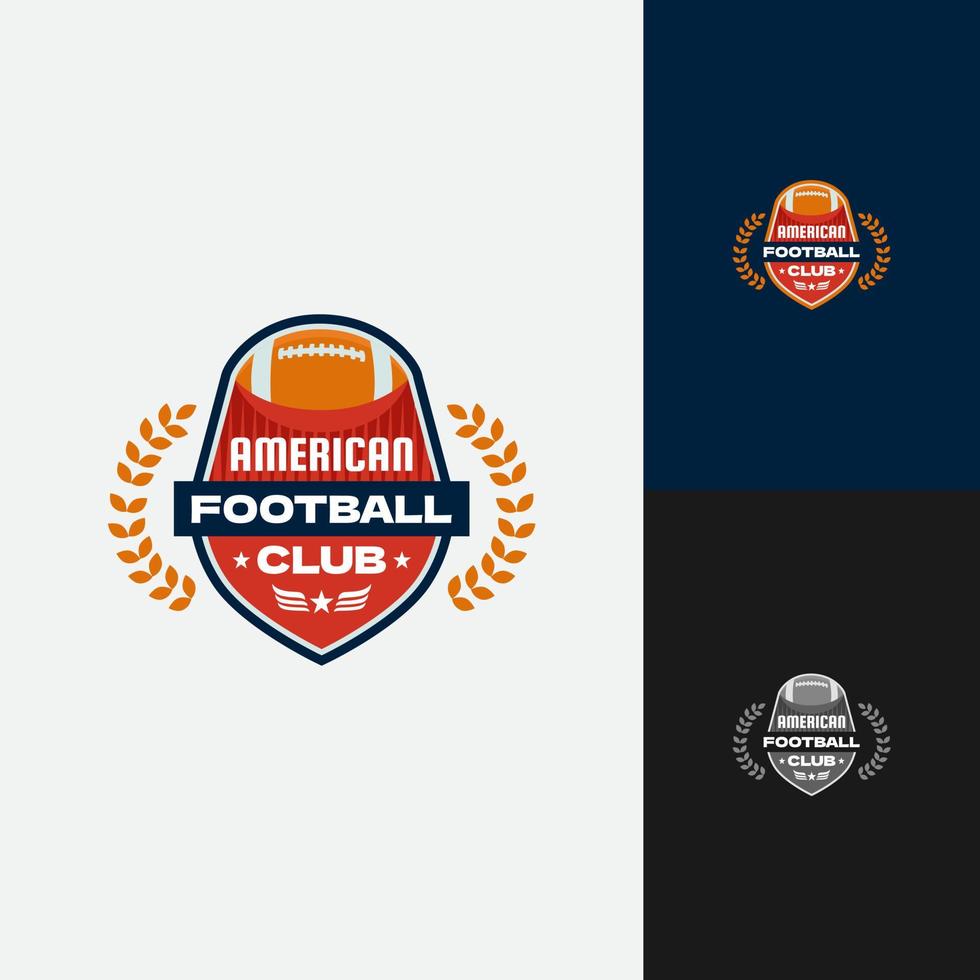 logotyp emblem amerikan fotboll med stor boll och vete som vingar röd orange vektor