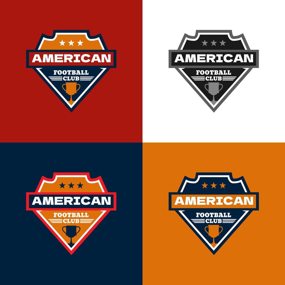 logo-emblem american-football-trophäe und starkes abzeichen in verschiedenen farben vektor