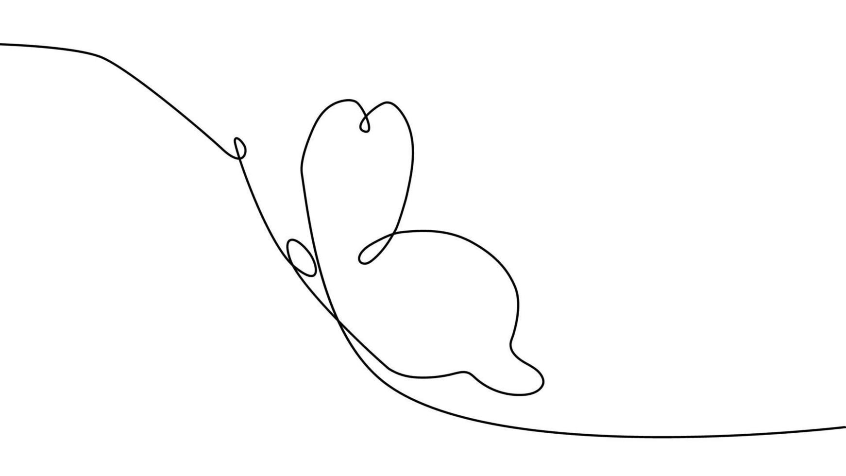 kontinuerlig ett linje teckning. flygande fjäril logotyp. svart och vit illustration. begrepp för logotyp, kort, baner vektor