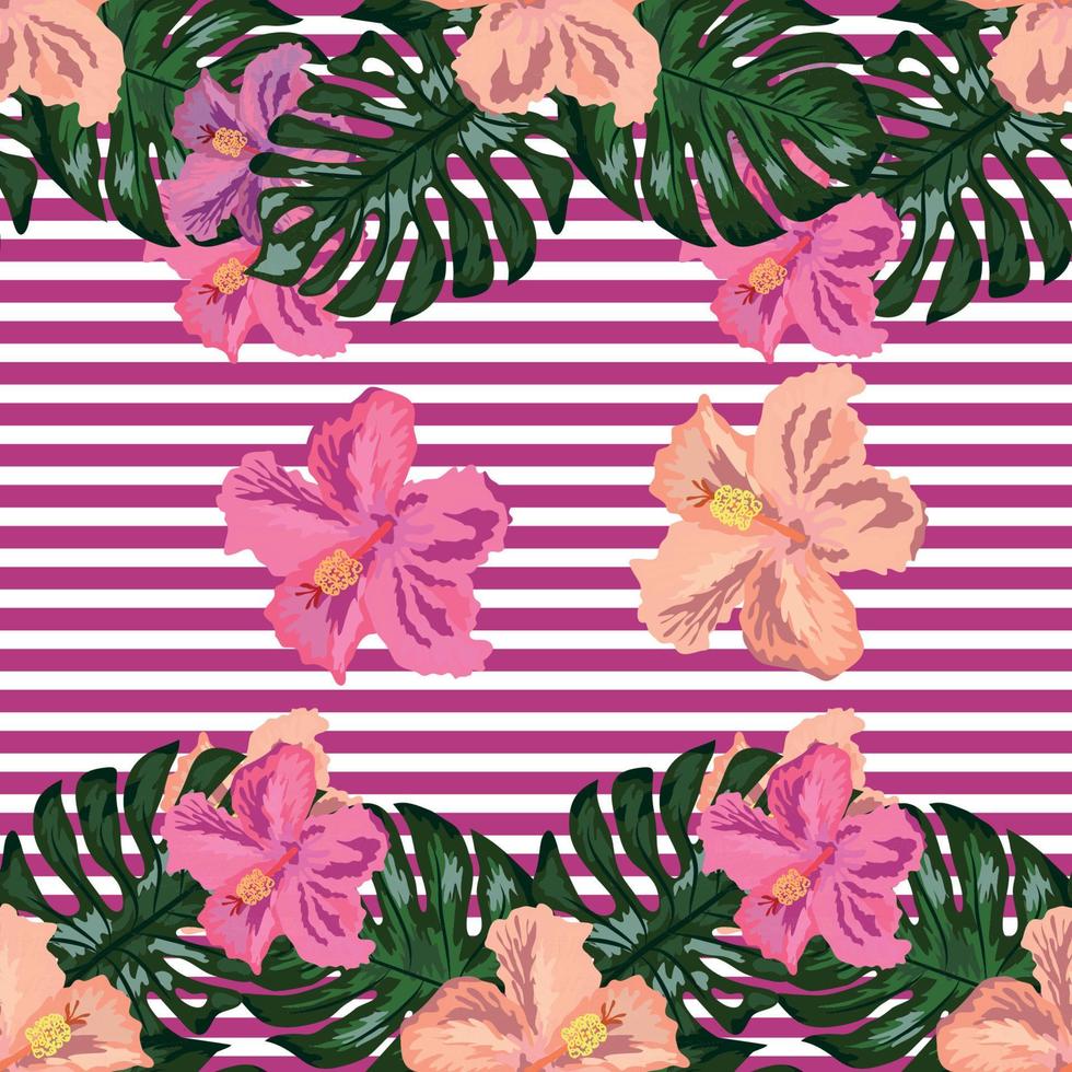 blommig exotisk tropisk sömlös mönster tropisk hawaiian tapet. botanisk skriva ut. modern blommig bakgrund. vektor