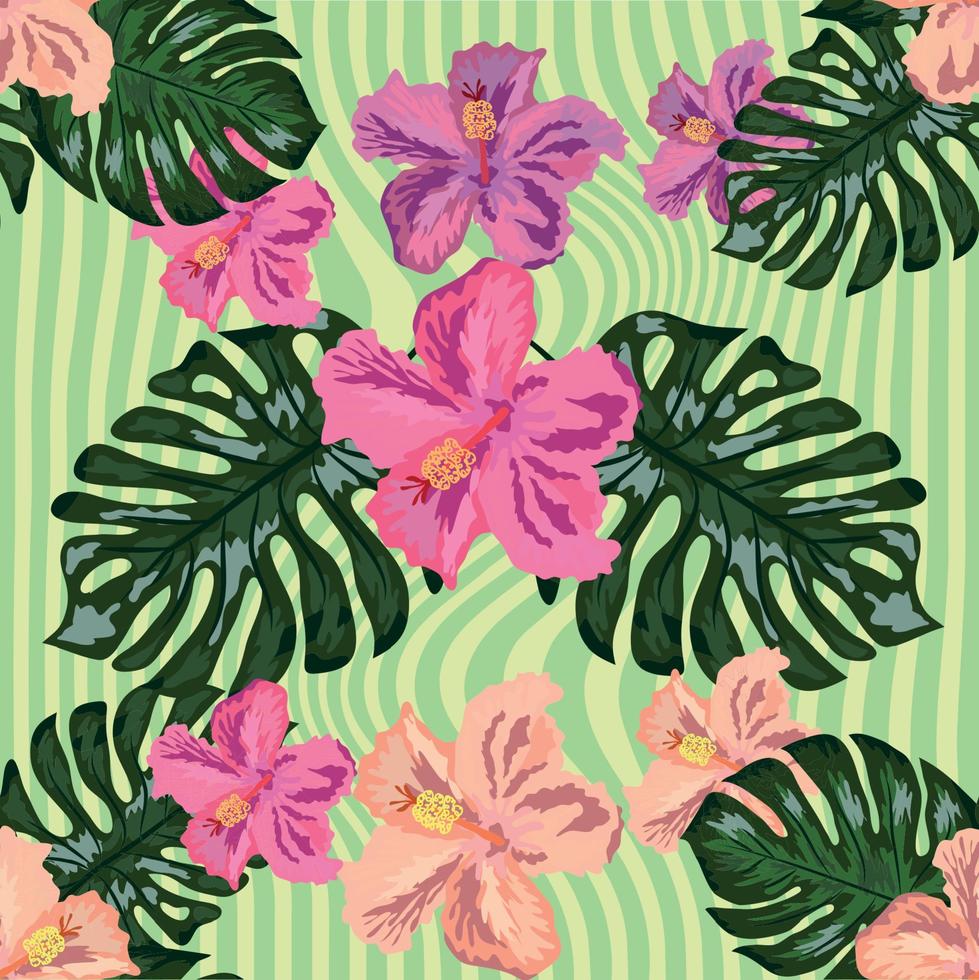 florale exotische tropische nahtlose Muster tropische hawaiianische Tapete. botanischer Druck. moderner Blumenhintergrund. vektor
