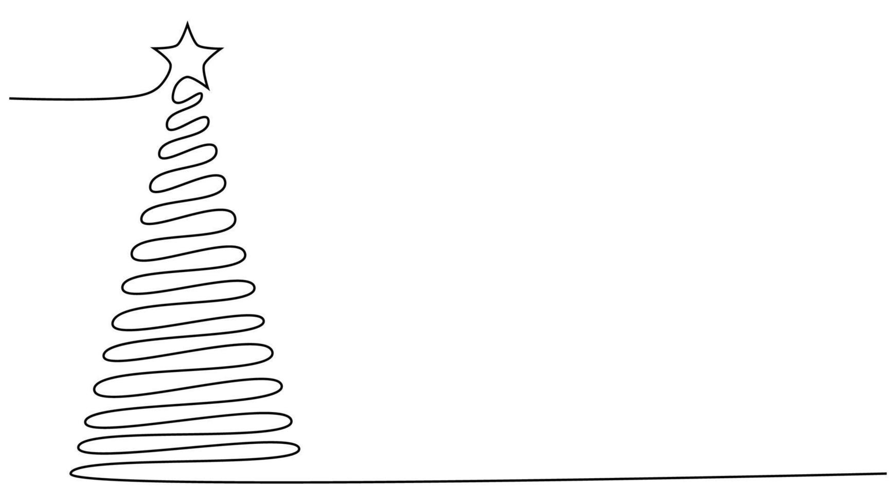 kontinuerlig linje teckning av natur träd jul illustration. vektor