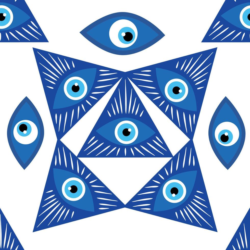 mandala griechisches böses auge symbol des schutzes, blau türkisch vektor