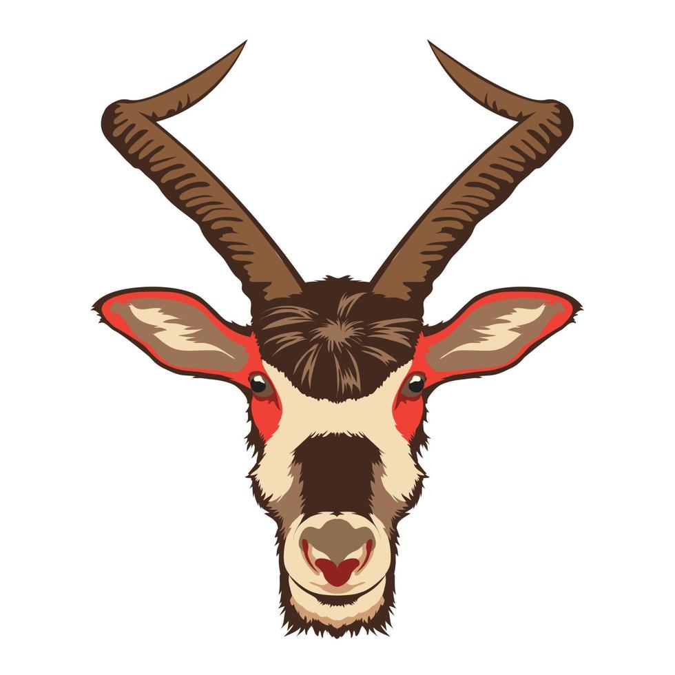 Addax-Gesichtsvektorillustration im niedlichen Cartoon-Stil, perfekt für Kinder-T-Shirt-Design und Maskottchen-Logo vektor