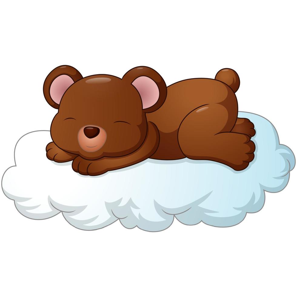 süßer babybär, der auf den wolken schläft vektor