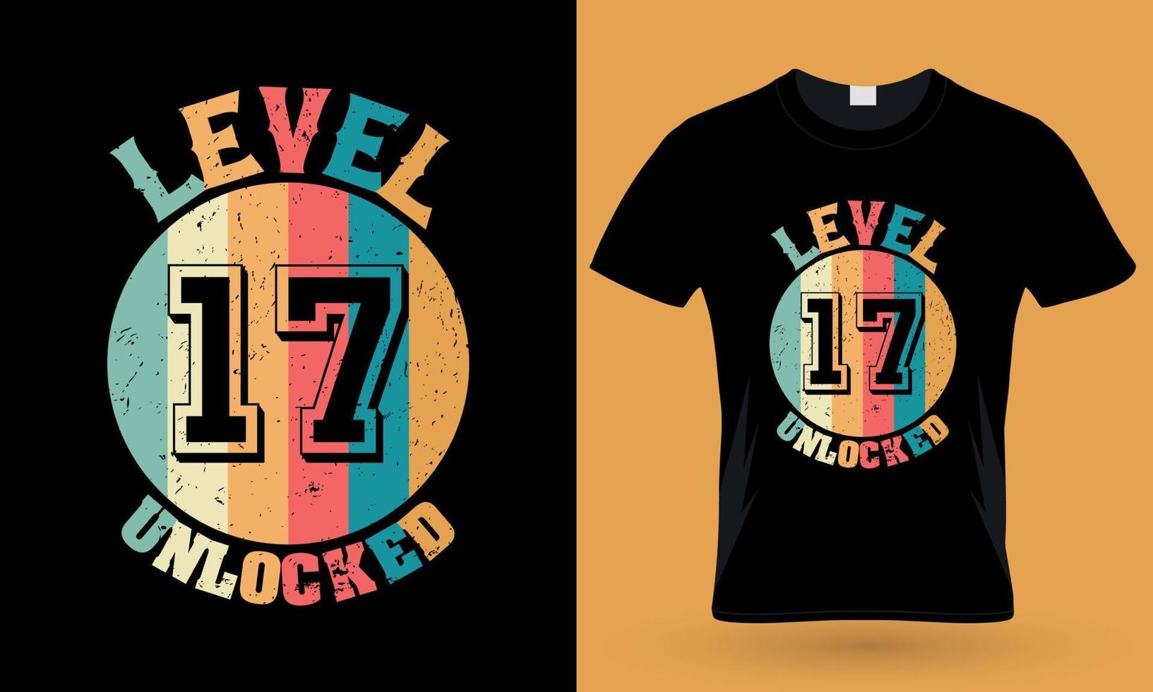 Stufe 17 freigeschaltet. Gaming-Typografie-T-Shirt-Design vektor