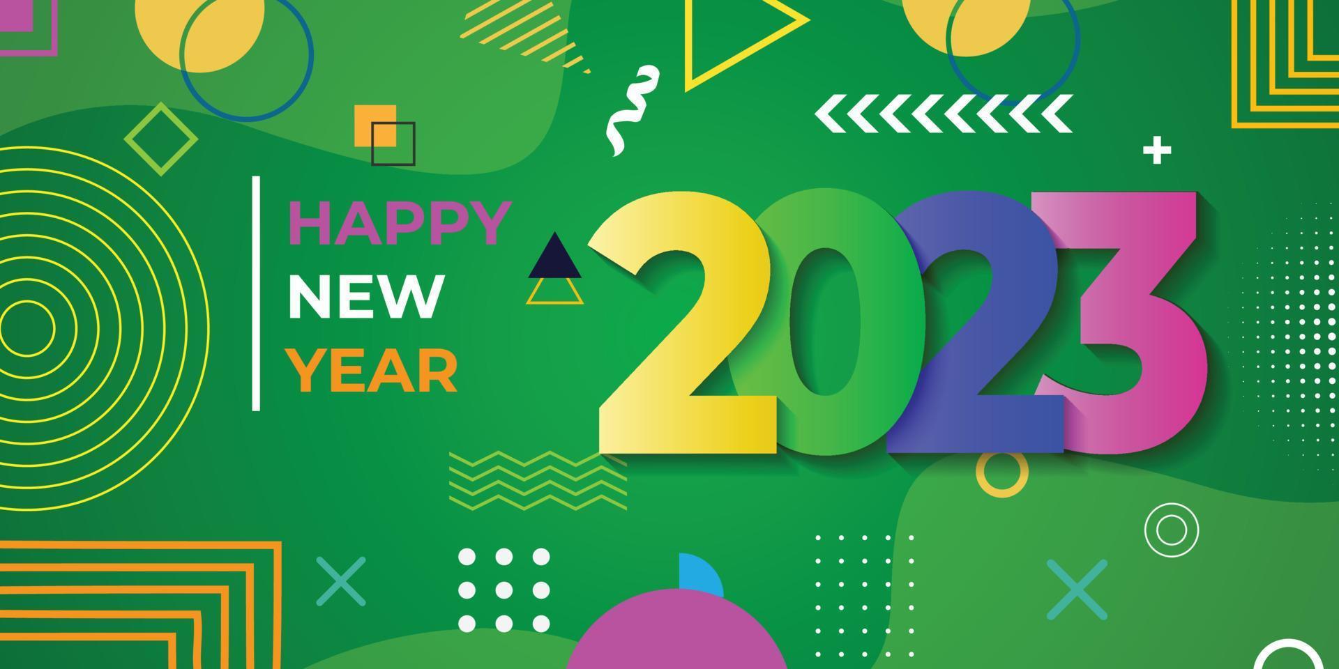 Frohes neues Jahr 2023 abstrakter grüner Hintergrund. vektor