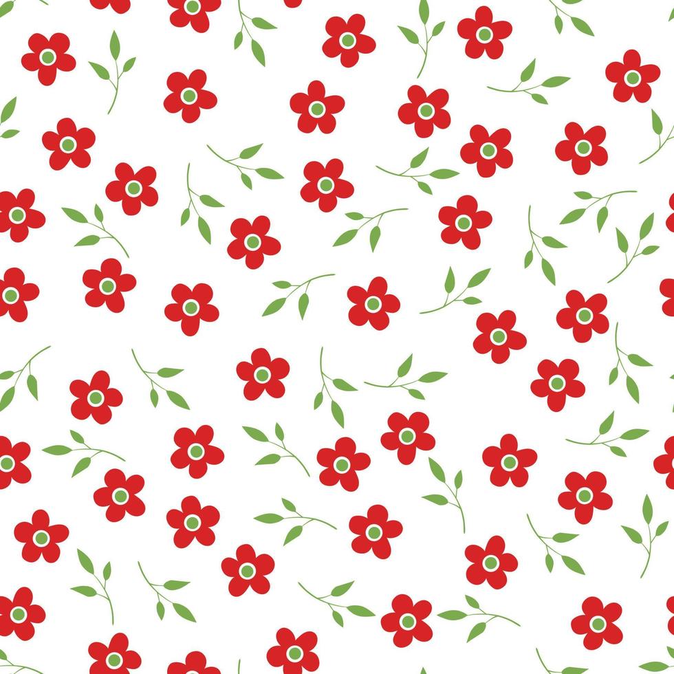 röd små blomma sömlös. sjaskig chic daisy årgång blommor vattenfärg sömlös mönster. rosa kamelia blommor på en vit bakgrund, små blommor. vektor