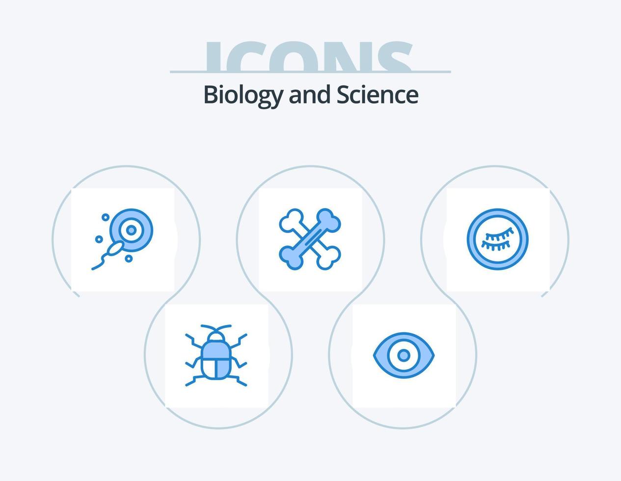 biologi blå ikon packa 5 ikon design. . öga. befruktning. vetenskap. ben vektor