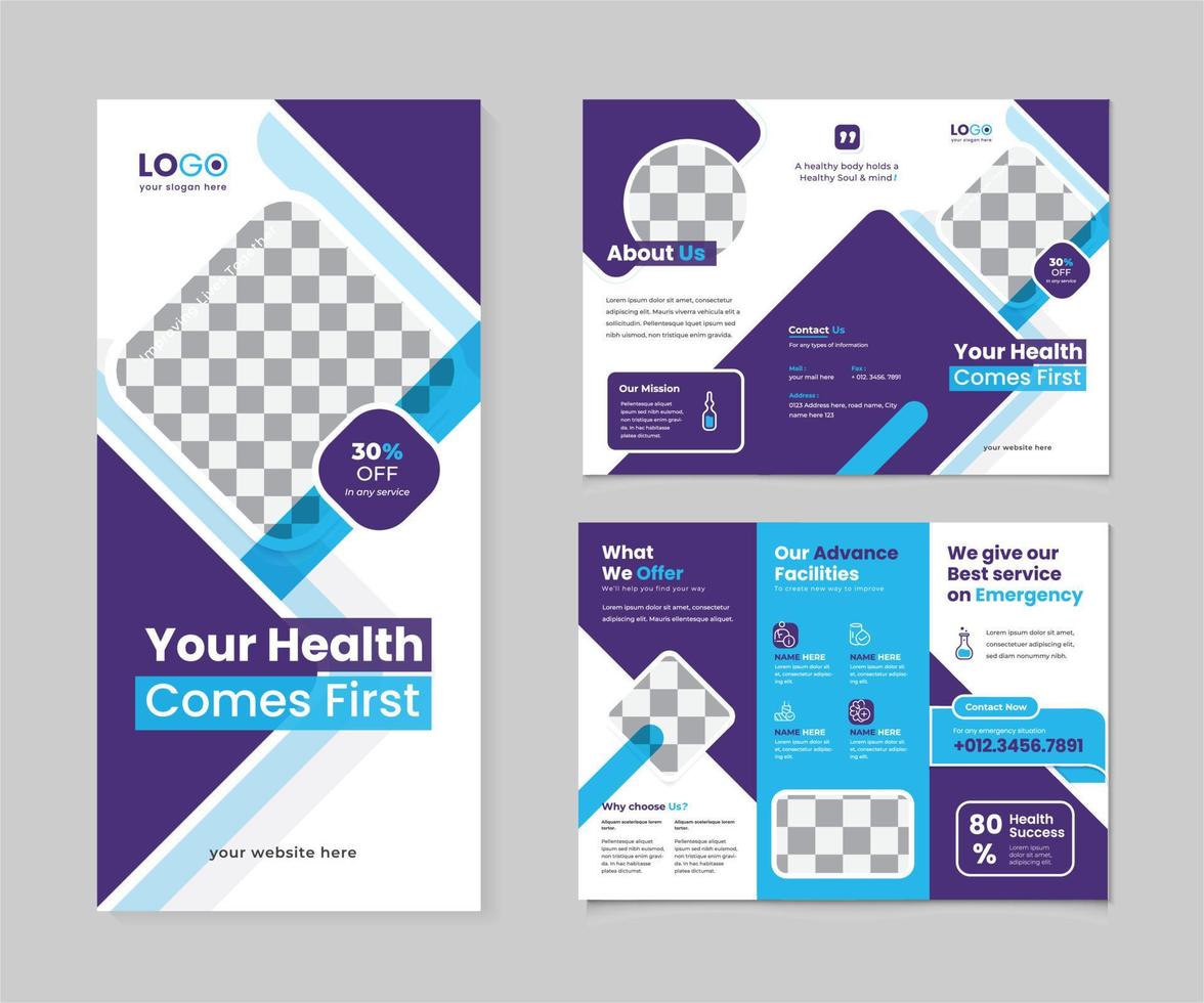unik medicinsk trifold broschyr mall för multipurpose använda sig av. för företags, spa, verklig egendom etc vektor