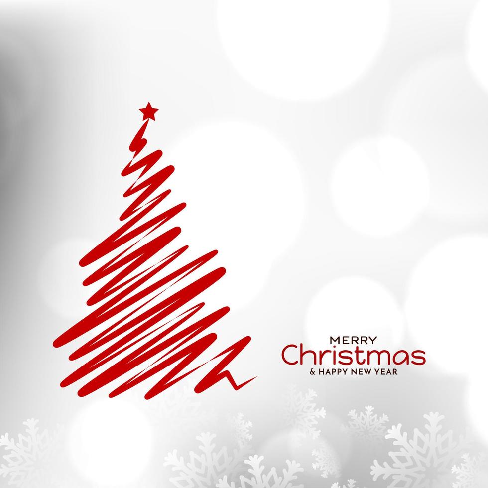 glad jul festival eleganta kort med röd jul träd design vektor
