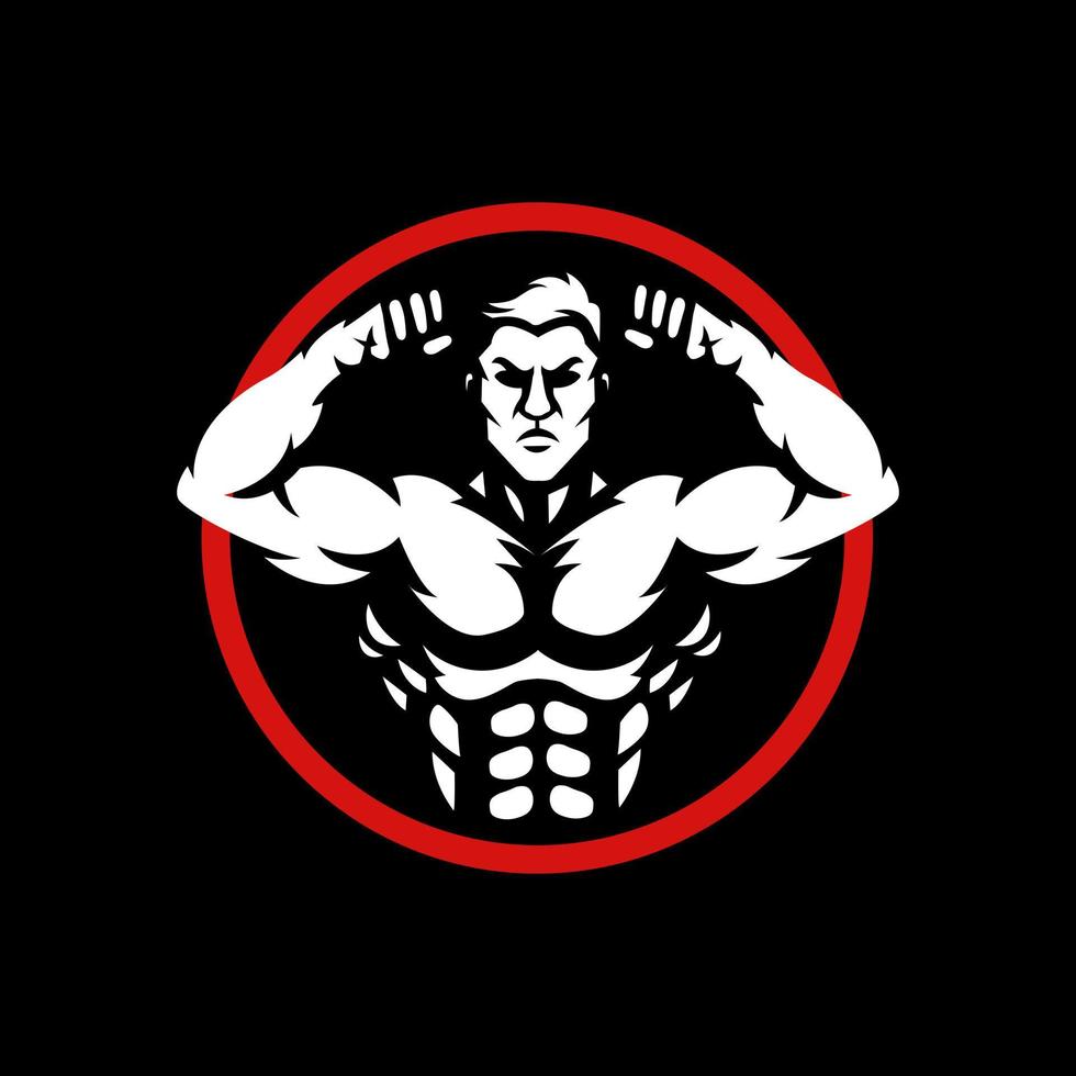 bodybuilding logotyp i cirkel för Gym kondition sport vektor