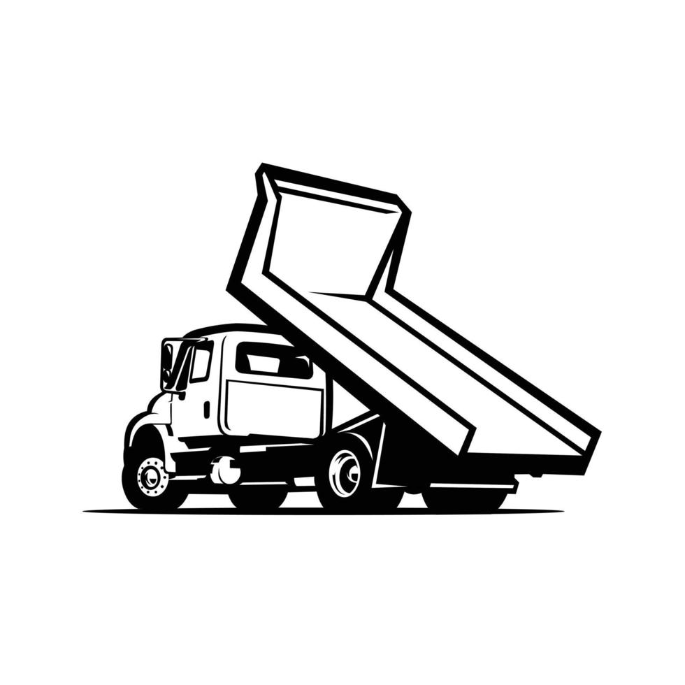dumpa lastbil bak- se silhuett vektor isolerat. bäst för lastbilstransporter och frakt relaterad industri