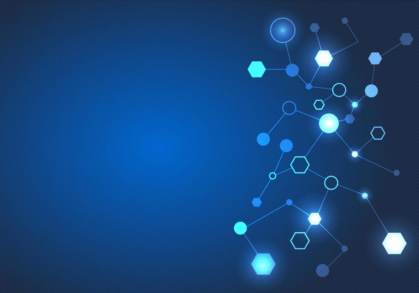 bakgrund nätverkande och data överföring av datorer den där är integrerad tycka om molekyler. använda sig av blå toner och geometrisk former. vektor