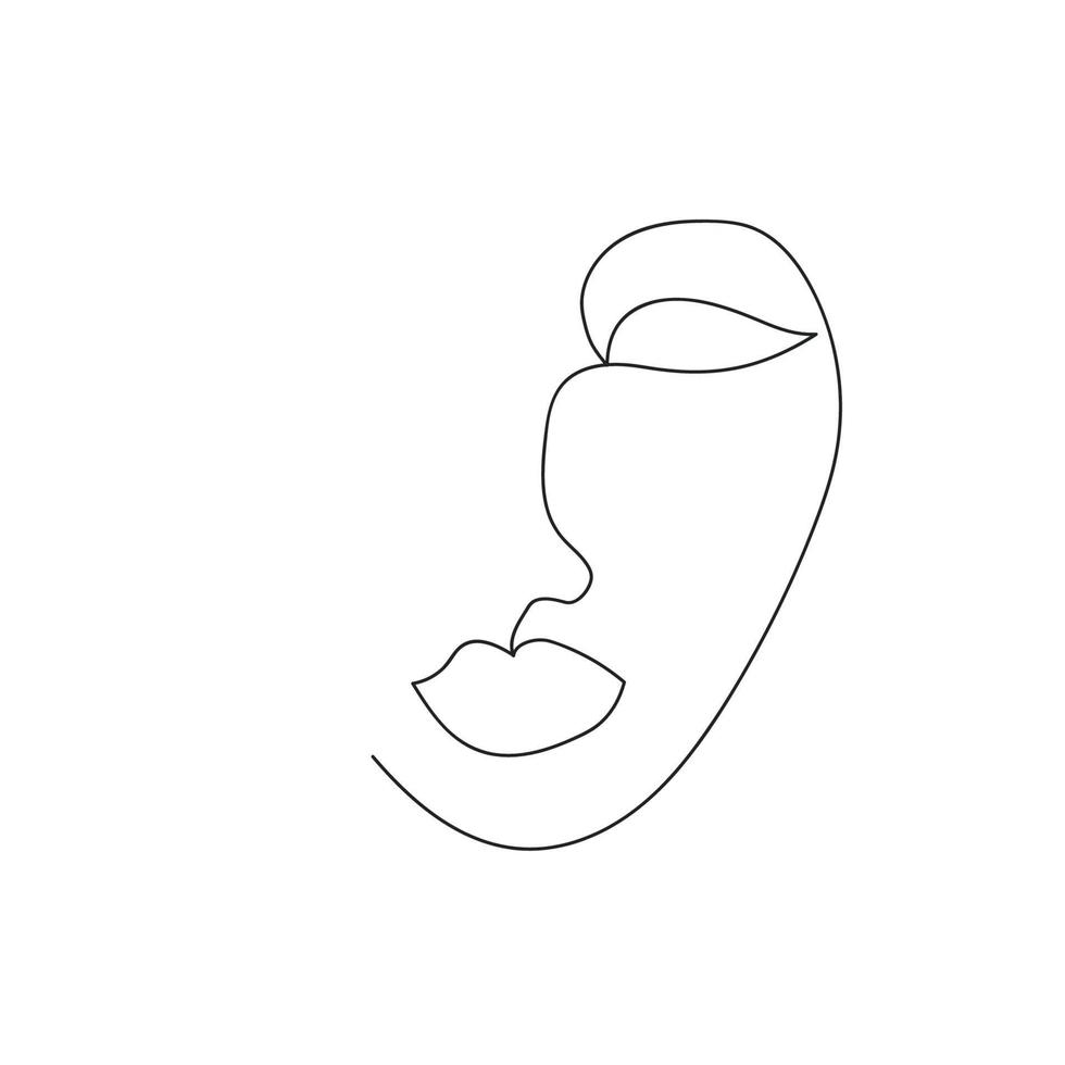 kontinuerlig linje, teckning av uppsättning ansikten och frisyr, mode begrepp, kvinna skönhet minimalistisk, illustration vektor