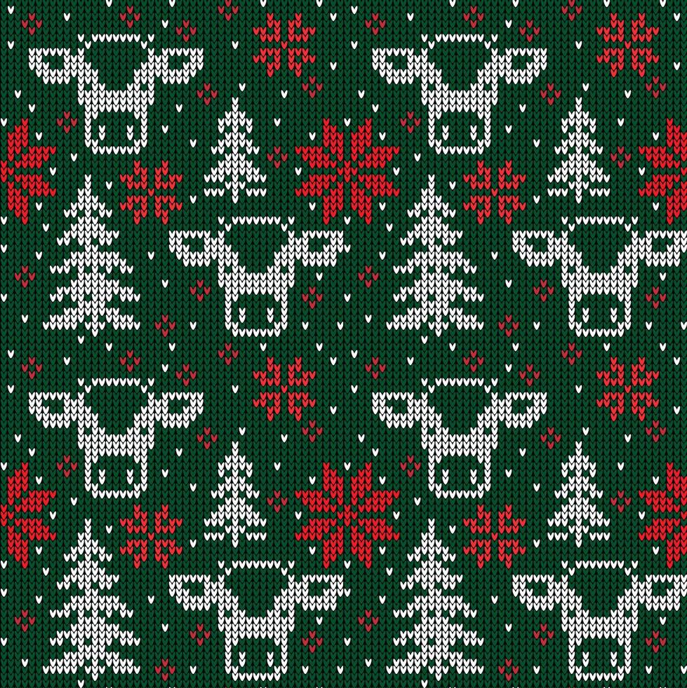 gestricktes weihnachts- und neujahrsmuster in kuh. Wollstrickpullover-Design. Tapete Packpapier Textildruck. Folge 10 vektor