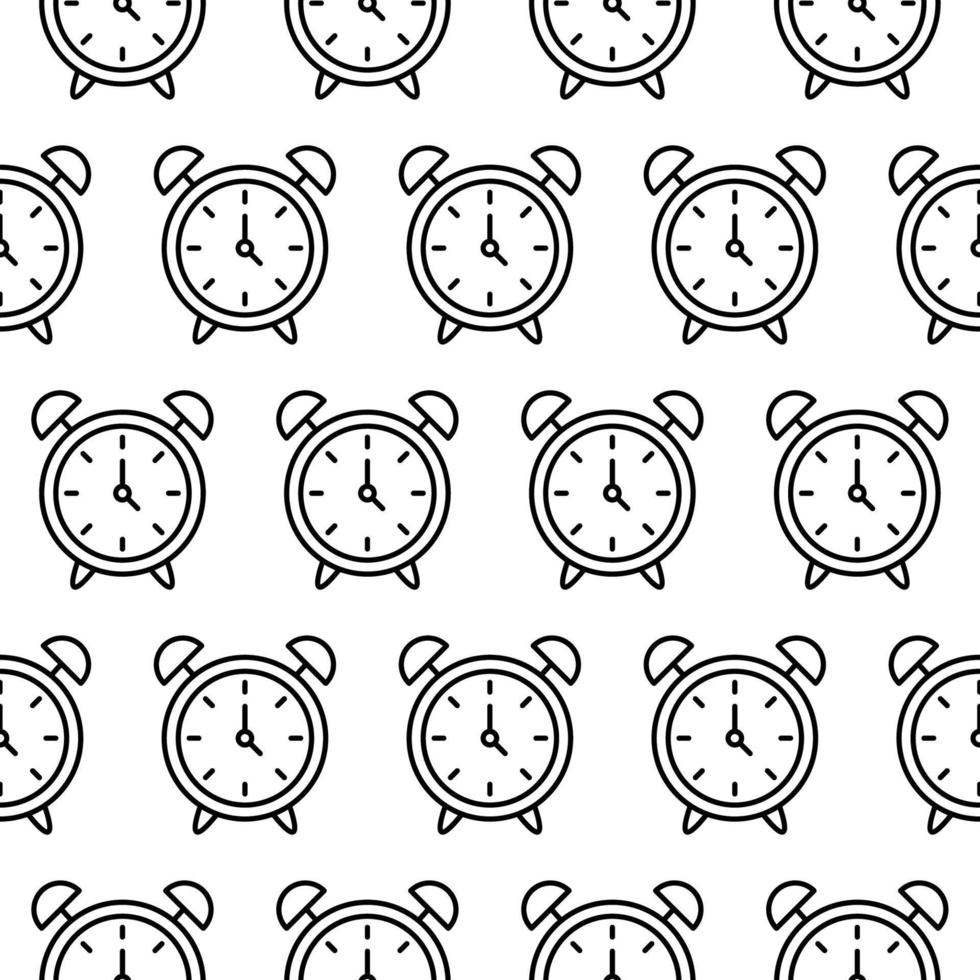 drei Uhr. weißes Zifferblatt auf schwarzem Hintergrund. nahtloses Muster. Vektor-Illustration vektor