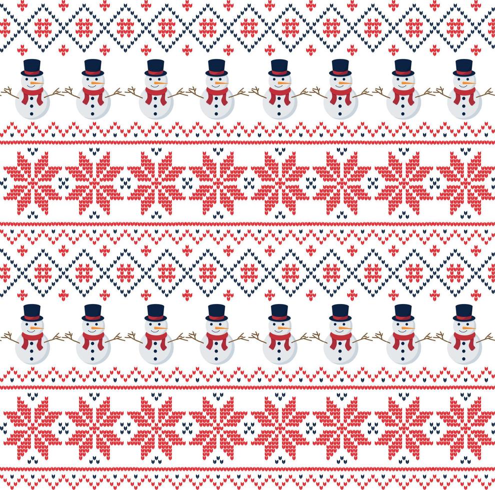 stickat jul och ny år mönster i snögubbar. ull stickning Tröja design. tapet omslag papper textil- skriva ut. eps 10 vektor