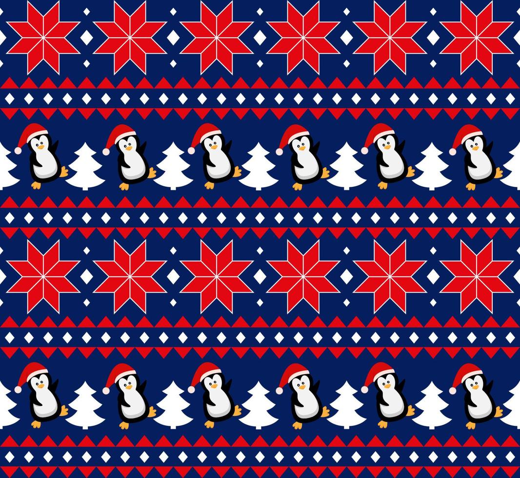 Frohe Weihnachten Musterdesign mit Pinguinen, im Vektor. vektor