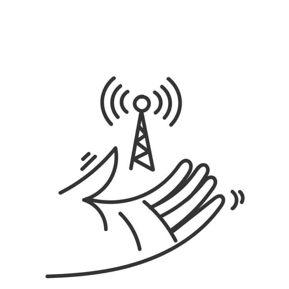 hand dragen klotter trådlös signal illustration vektor