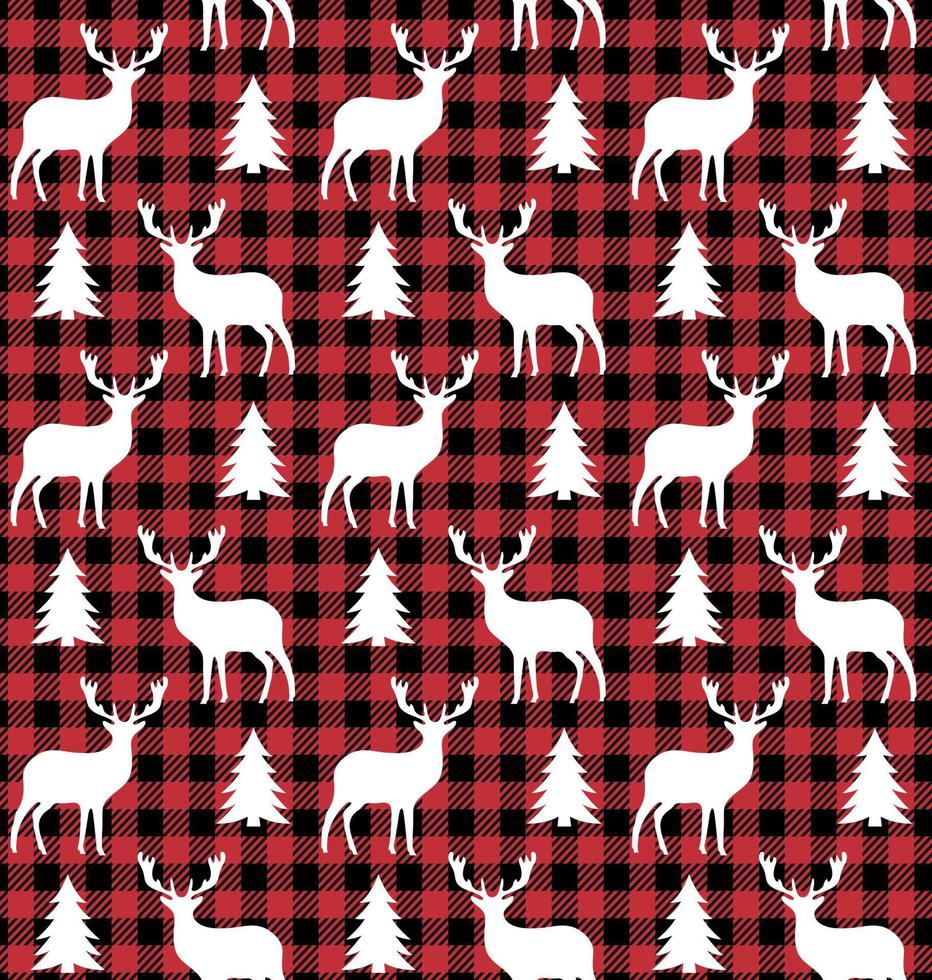 Buffalo Plaid Christmas Jingle Bells auf dem Hintergrund der Musikseite. festliches nahtloses muster. Vektor-Illustration. vektor