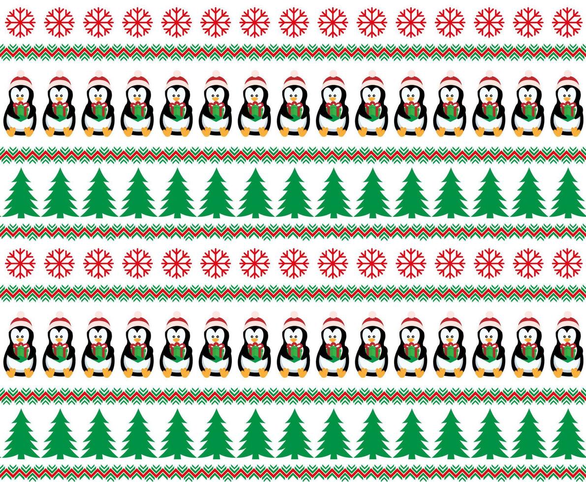 Frohe Weihnachten Musterdesign mit Pinguinen, im Vektor. vektor