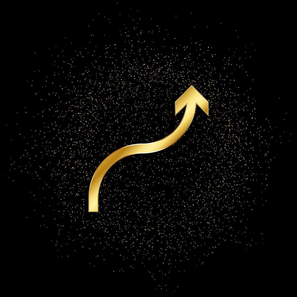 Pfeil-Gold-Vektor-Symbol. vektorillustration des goldenen partikelhintergrundes. vektor