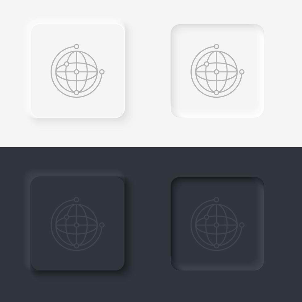 Netzwerk, globales Symbol - Vektor. Vektor-Icon-Set im neumorphen Stil der künstlichen Intelligenz vektor