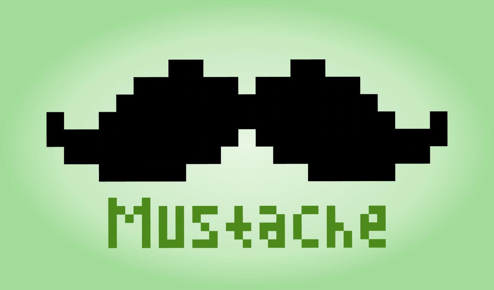 8 bitars pixel av mustasch för speltillgångar och korsstygnsmönster i vektorillustrationer. vektor