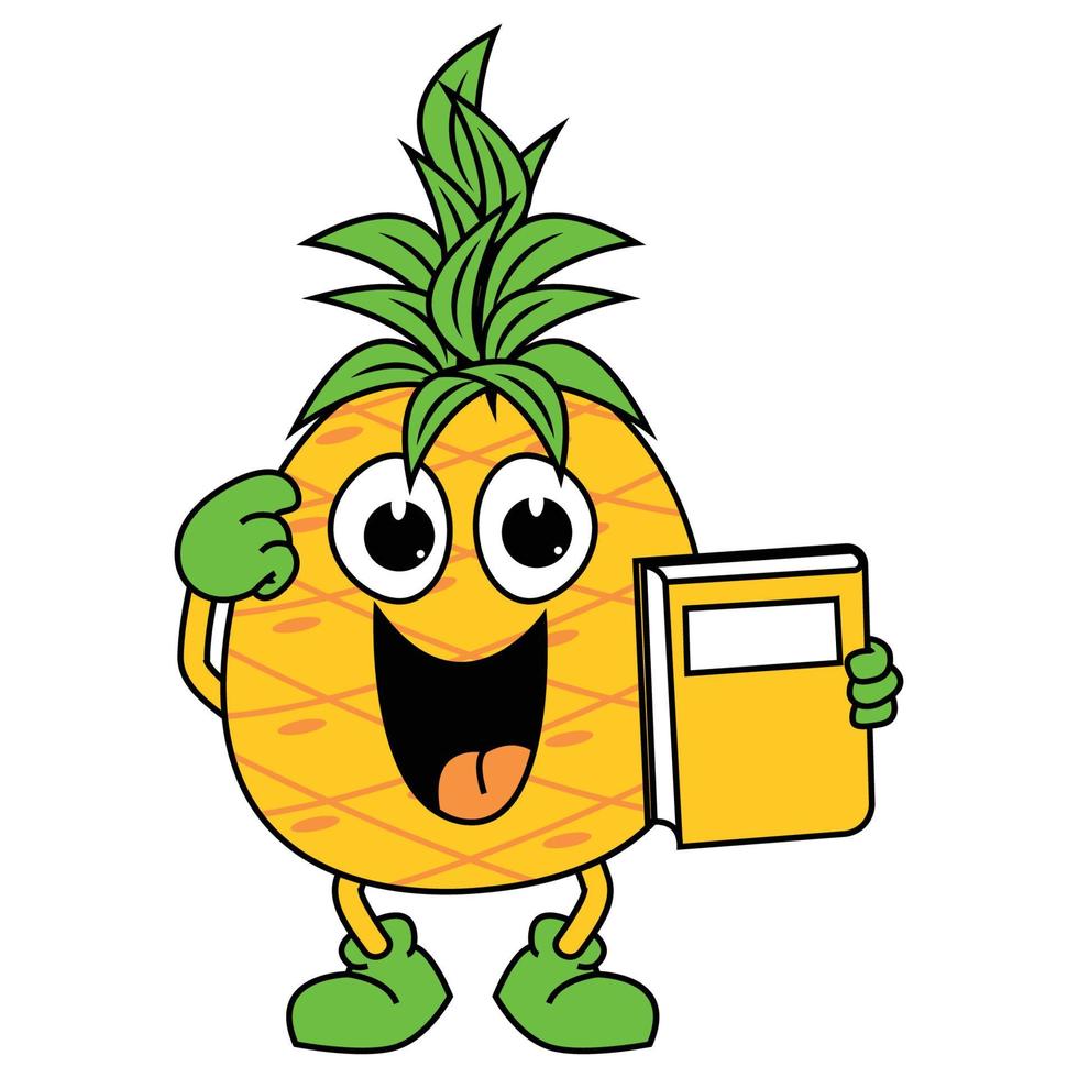 niedliche ananas-cartoon-illustrationsgrafik vektor