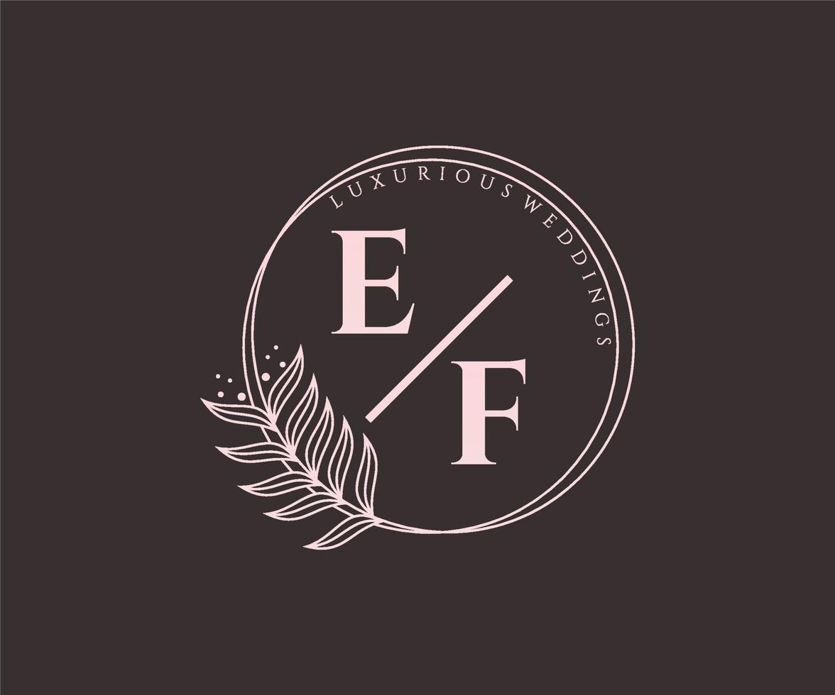 ef initialer brev bröllop monogram logotyper mall, hand dragen modern minimalistisk och blommig mallar för inbjudan kort, spara de datum, elegant identitet. vektor