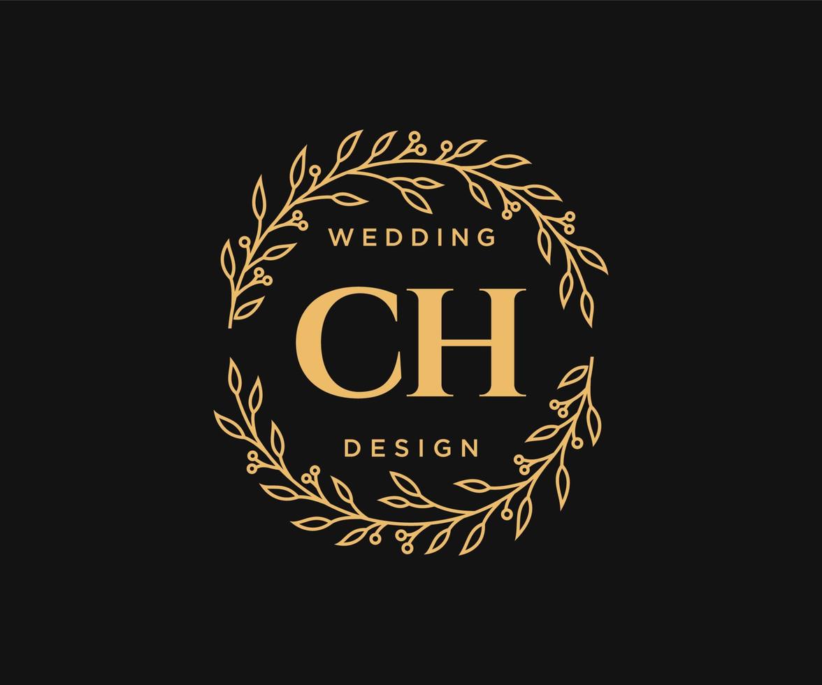 ch initialer brev bröllop monogram logotyper samling, hand dragen modern minimalistisk och blommig mallar för inbjudan kort, spara de datum, elegant identitet för restaurang, boutique, Kafé i vektor