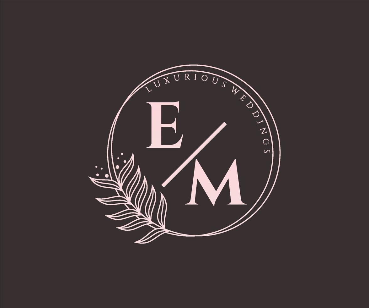 em initialer brev bröllop monogram logotyper mall, hand dragen modern minimalistisk och blommig mallar för inbjudan kort, spara de datum, elegant identitet. vektor