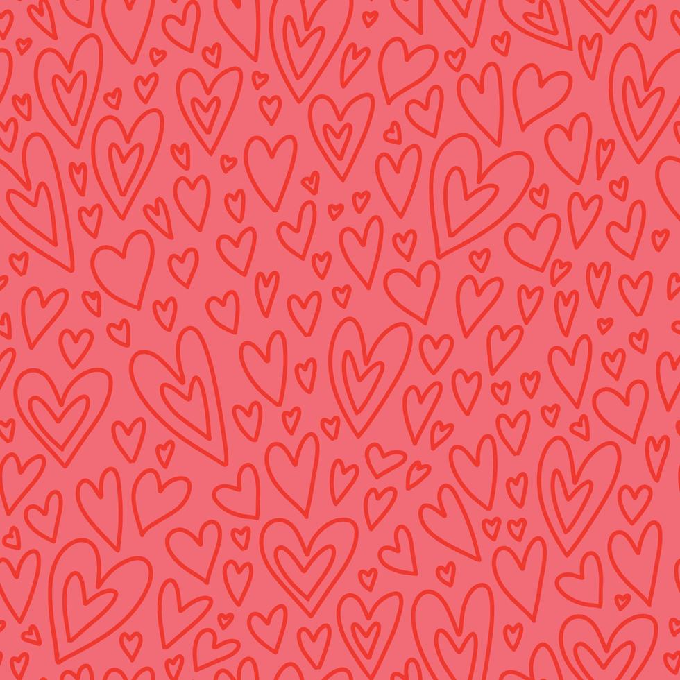 sömlös mönster bakgrund med hand dragen hjärta översikt doodles. söt enkel romantisk bakgrund med hjärtan ikoner för valentines dag, bröllop, kärlek design, hälsning kort, affisch, baner, skriva ut vektor