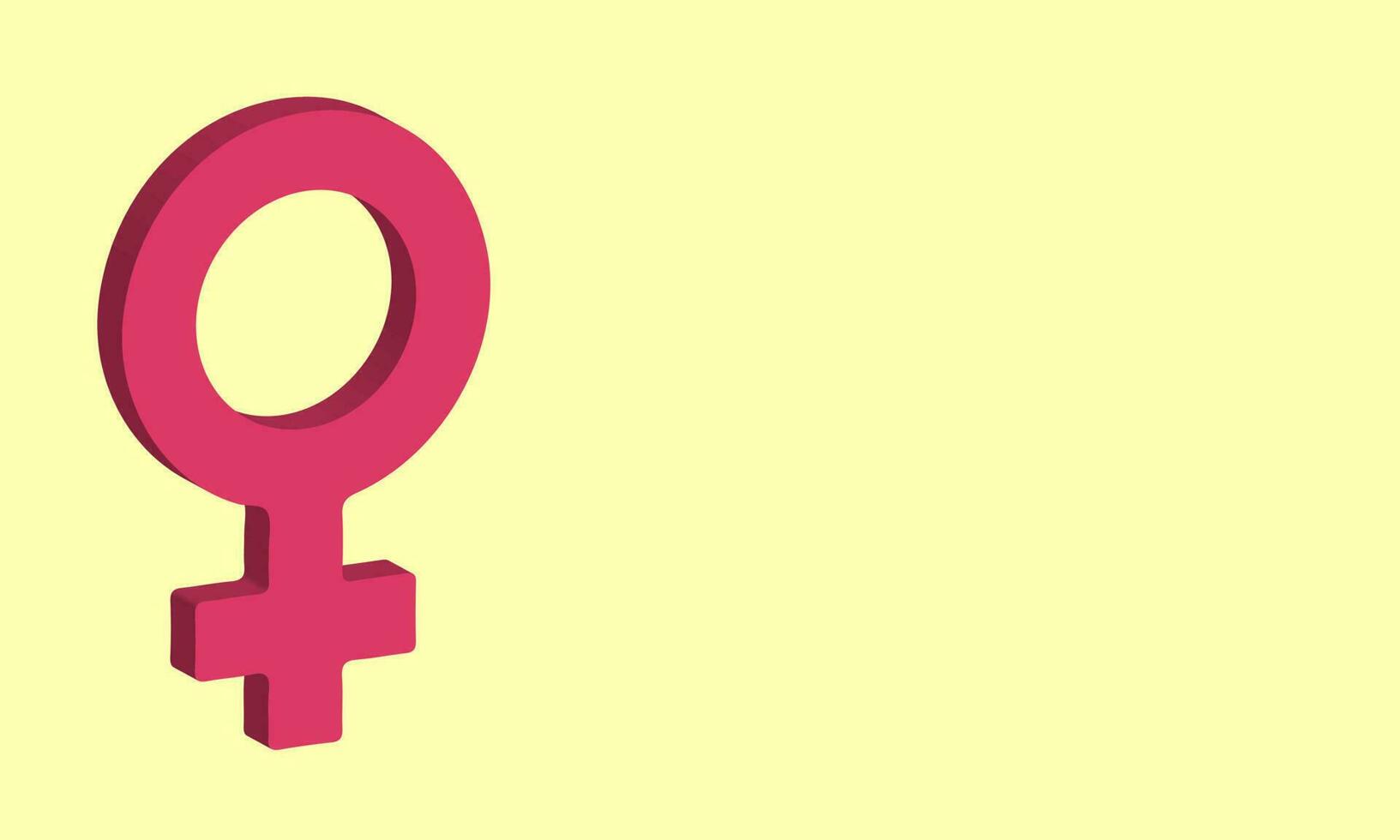internationell kvinnors dag gul bakgrund med kvinnor kön symbol isometrisk. vektor illustration med plats för din text