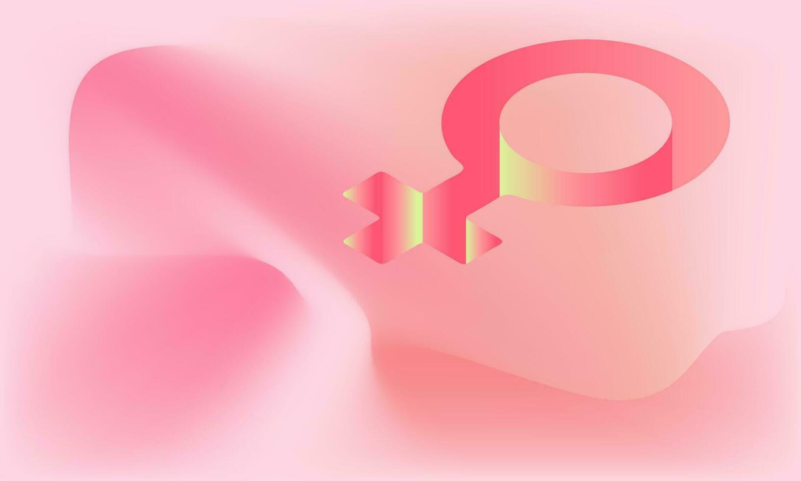 internationell kvinnors dag lutning rosa bakgrund med kvinnors kön tecken symbol. vektor illustration med plats för din text
