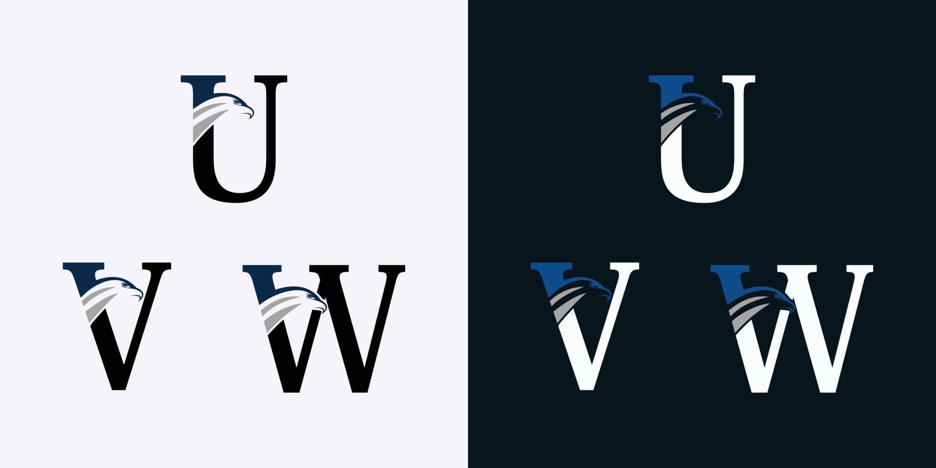 uppsättning av brev logotyp design med Örn huvud begrepp vektor