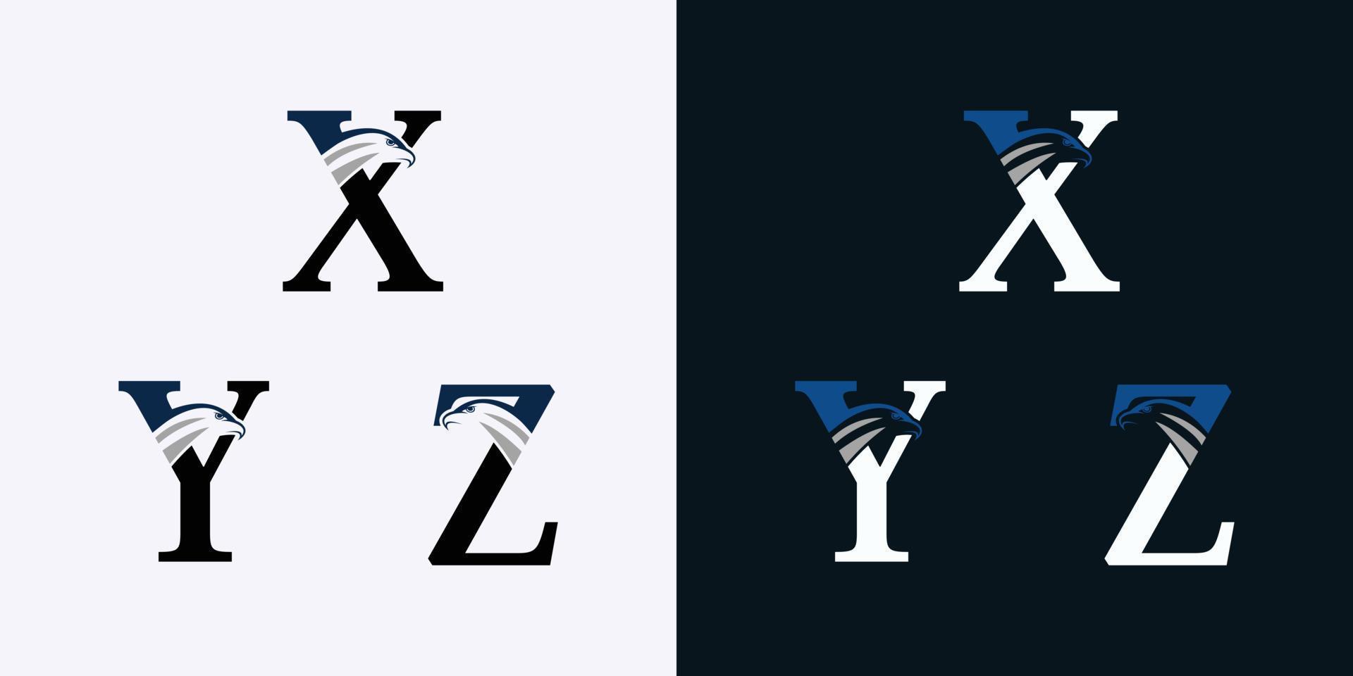 Satz von Buchstaben-Logo-Design mit Adlerkopf-Konzept vektor