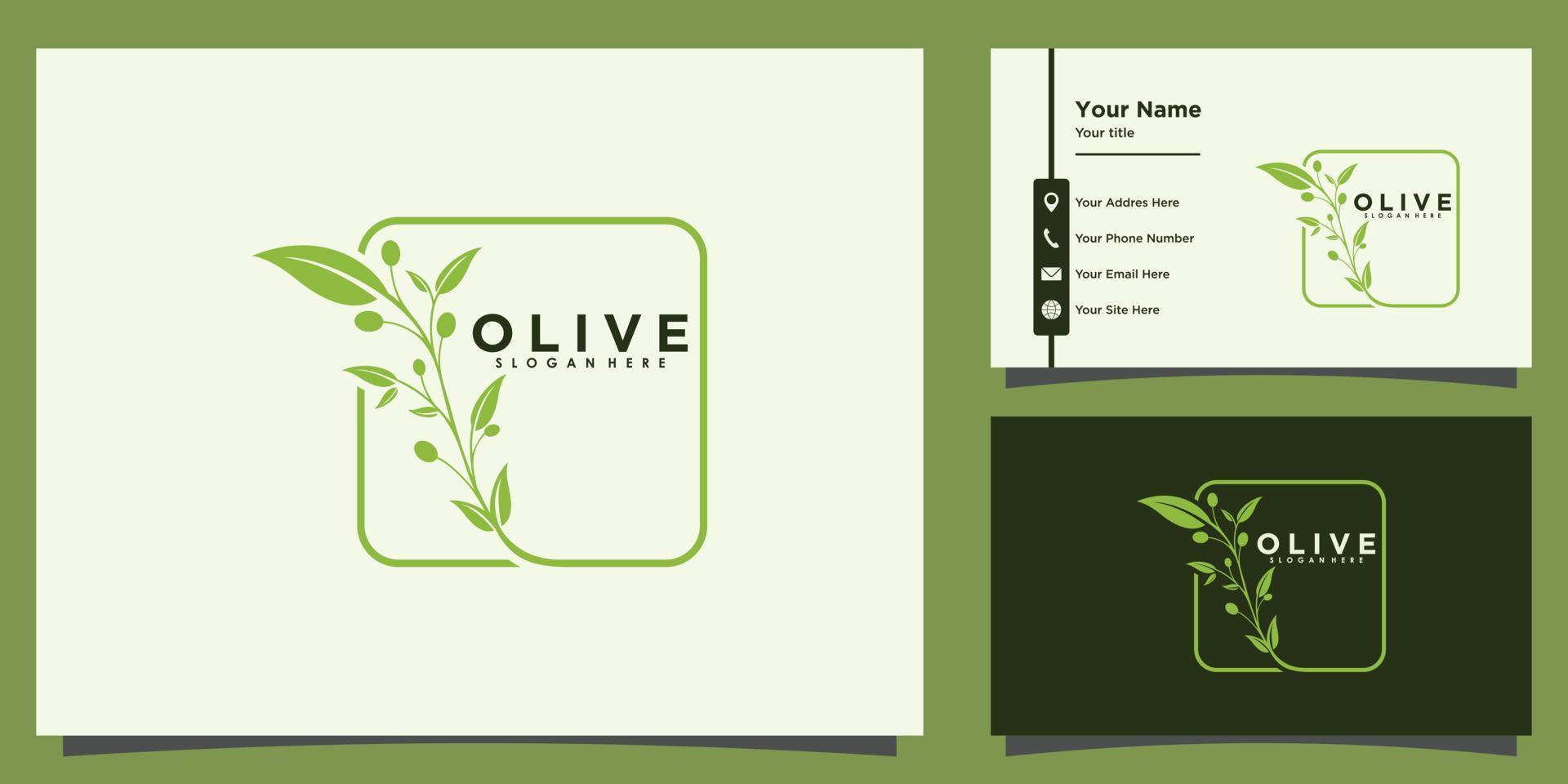 oliv olja logotyp design och företag kort vektor