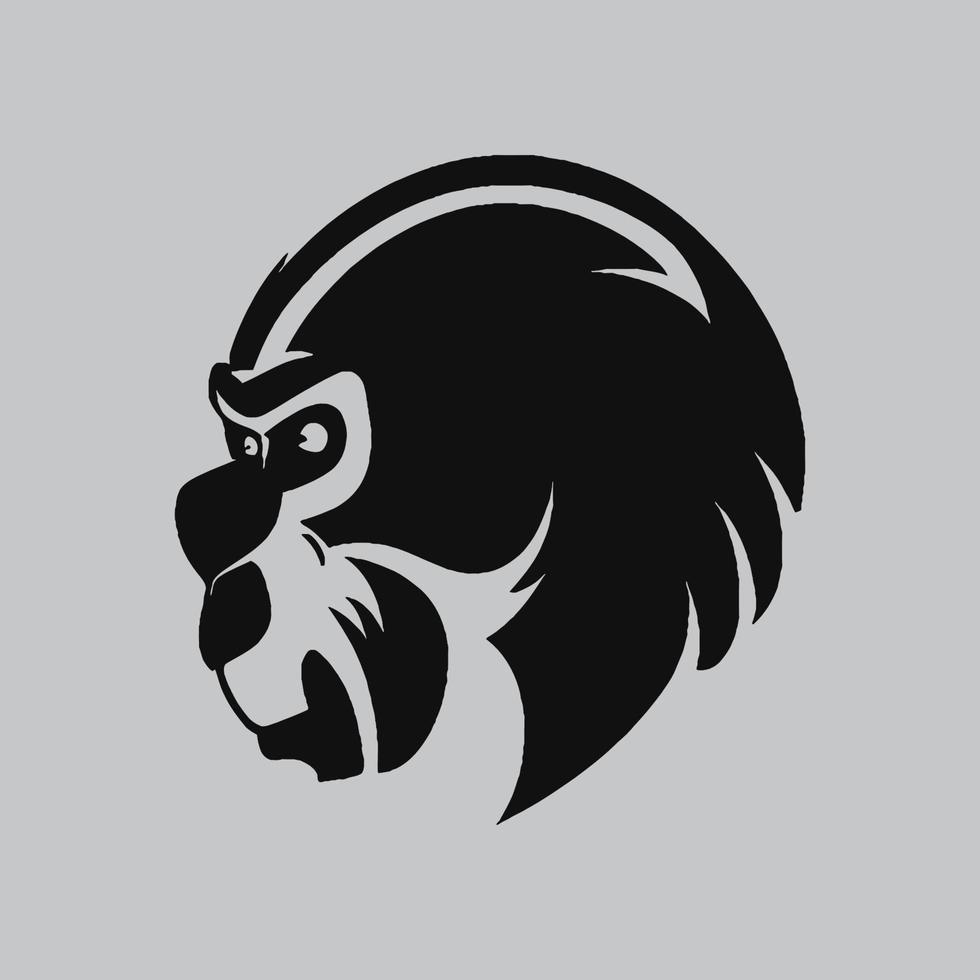 Affengesichtsvektorillustration. Pop-Art-Tier wilder Schimpansenkopf, kreatives Charakter-Maskottchen-Logo-Symmetrie-Design. Aufkleber in leuchtenden Neonfarben. Affen, Haustiere, Designelement für Tierliebhaber. vektor