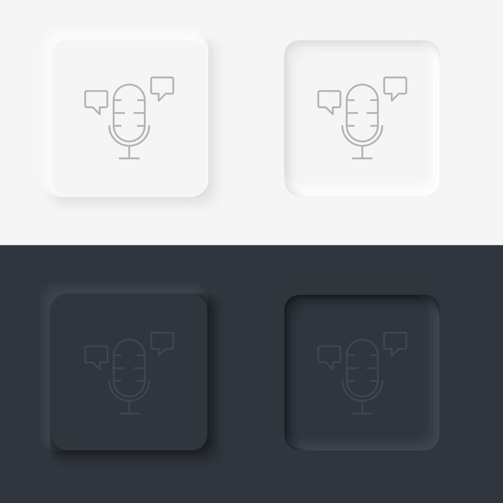 Mikrofon, Smart, Chat-Bobble-Symbol - Vektor. Vektor-Icon-Set im neumorphen Stil der künstlichen Intelligenz vektor