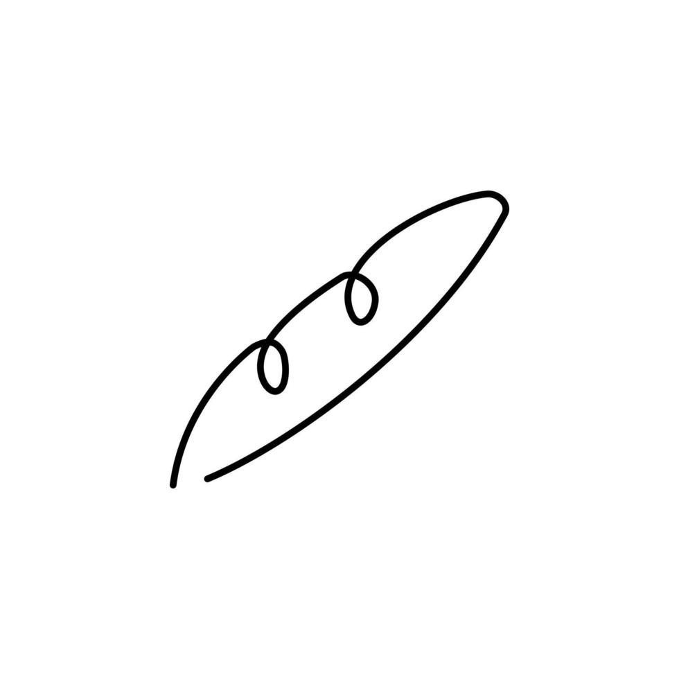 franska baguette, bröd. svart logotyp ett linje. stock hand dragen vektor illustration svart isolerat på vit bakgrund.