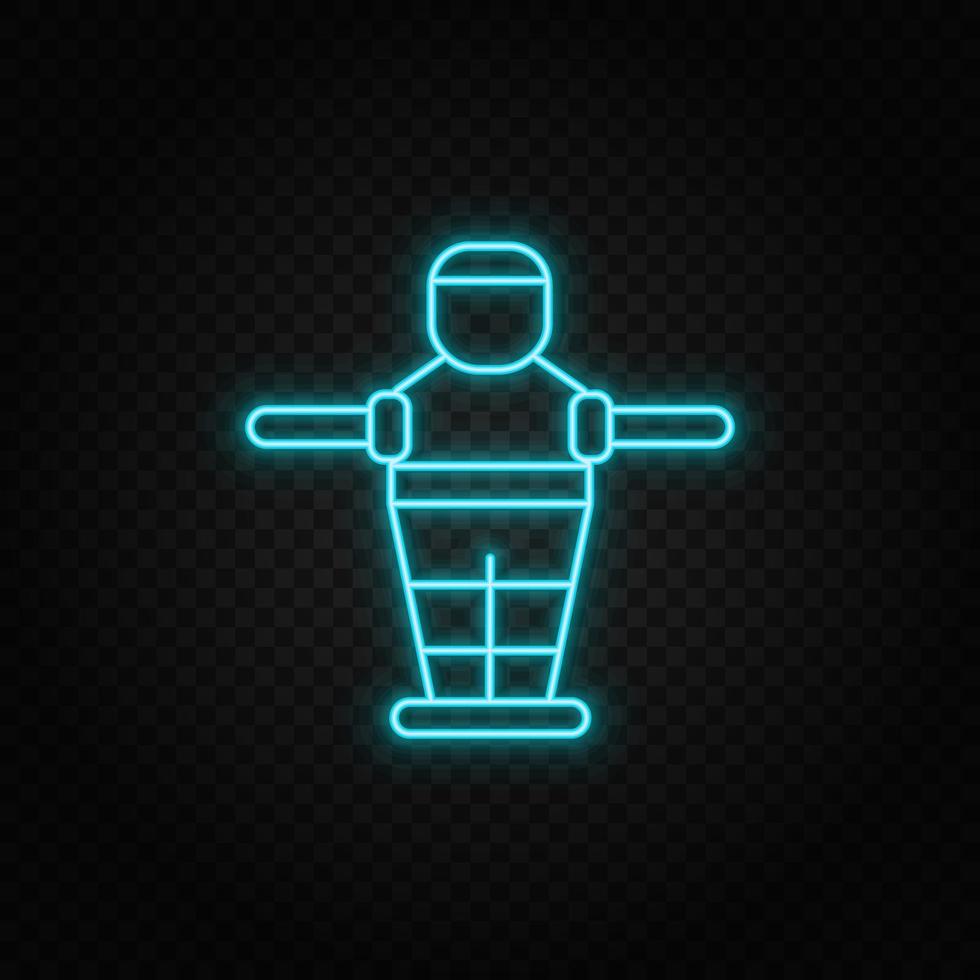 Tischfußball, Spiel, Retro, Arcade-Neon-Symbol. blaues und gelbes Neon-Vektorsymbol. Vektor transparenter Hintergrund