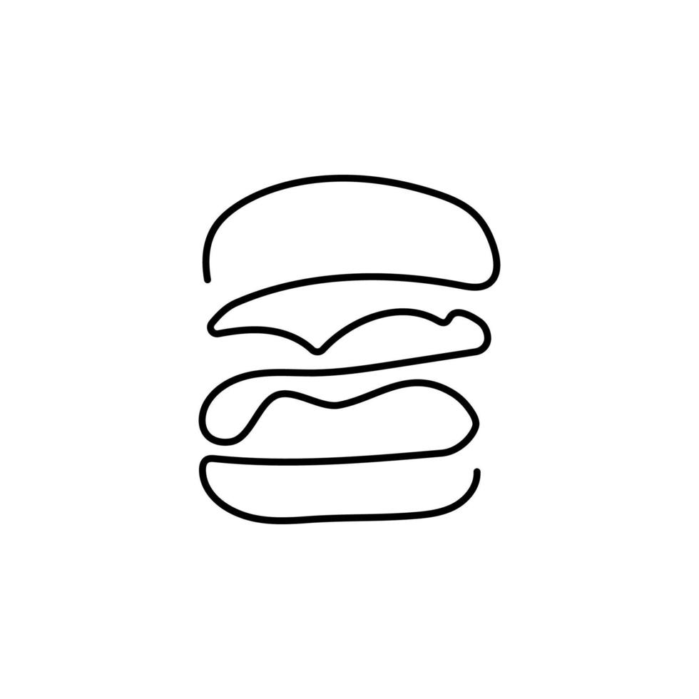 hamburgare dragen i ett linje på en vit bakgrund. en linje teckning. kontinuerlig linje. vektor eps10.