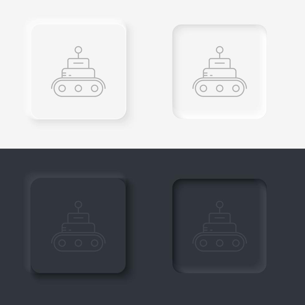 Roboter, Technik, Auto-Symbol - Vektor. Vektor-Icon-Set im neumorphen Stil der künstlichen Intelligenz vektor