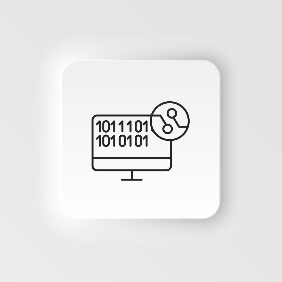 ai, computer, code-symbol - vektor. Vektorsymbol im neumorphen Stil der künstlichen Intelligenz auf weißem Hintergrund vektor