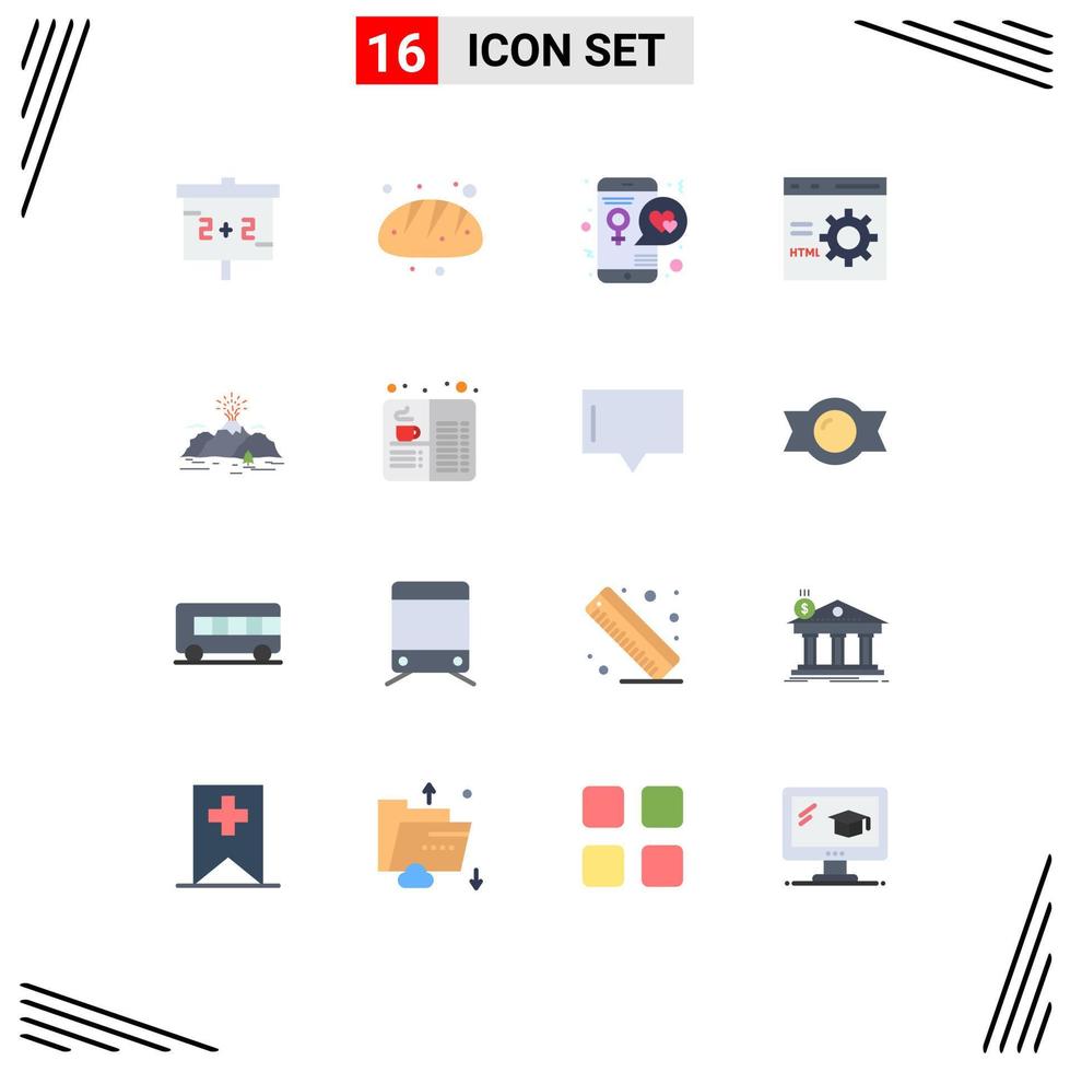 uppsättning av 16 modern ui ikoner symboler tecken för natur utveckling dag utveckla browser redigerbar packa av kreativ vektor design element