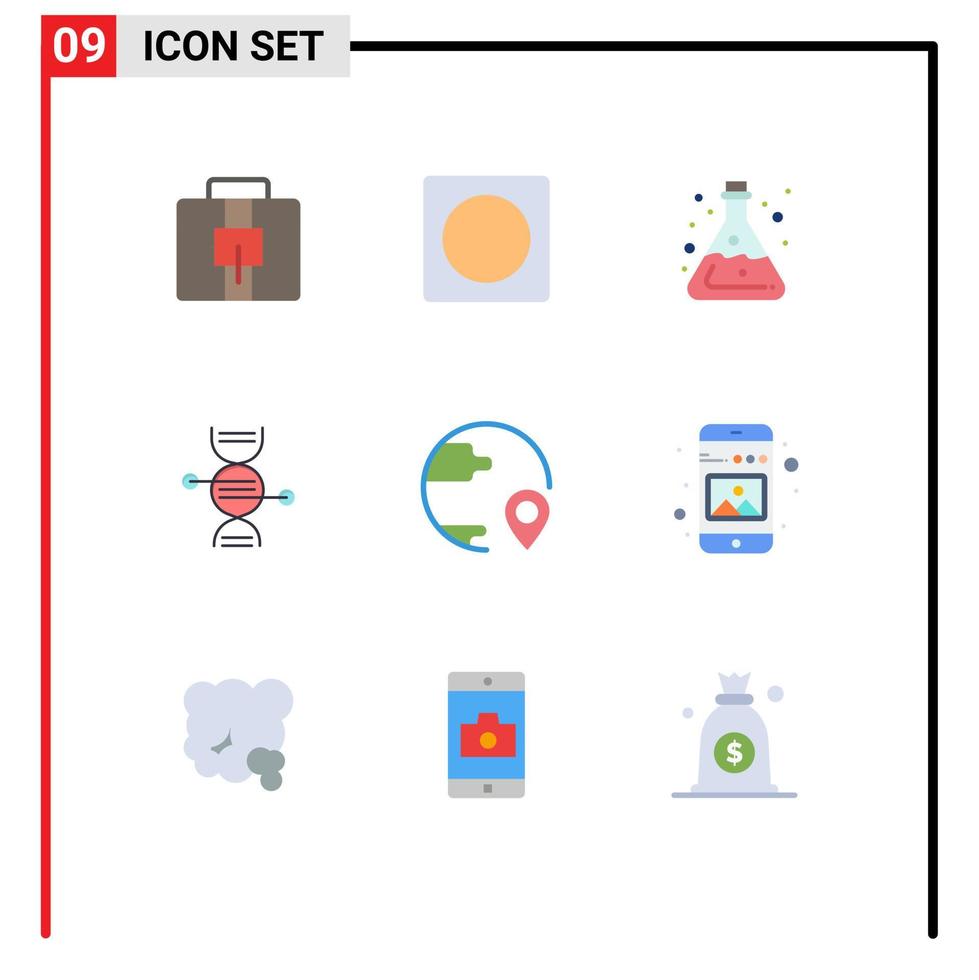 flaches Farbpaket mit 9 universellen Symbolen für medizinische und bearbeitbare Vektordesign-Elemente des Zielknochenlabors vektor